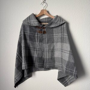 Lauren Ralph Lauren Charcoal Plaid Wool Women's Cape
